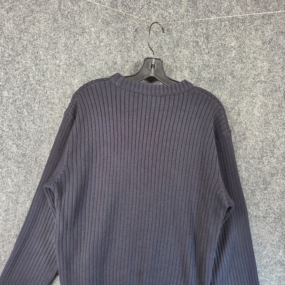 Vintage Polo Sport‎ Ralph Lauren Ribbed Crewneck Pullover Sweater XL Navy Cotton - Picture 9 of 12